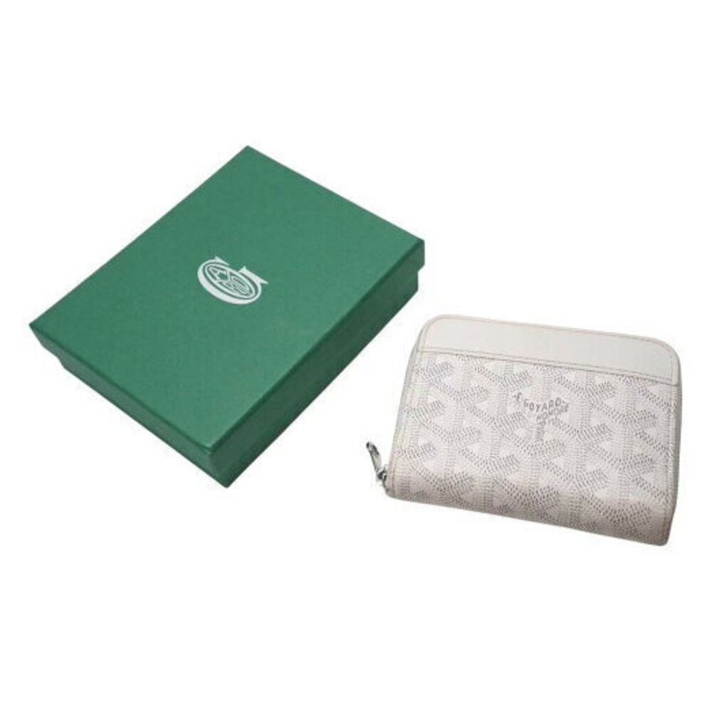 Goyard Matignon Bifold Wallet Coin Wallet White Leather